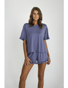 Italian Fashion Stylové dámské pyžamo, krátký rukáv, krátké kalhoty - modré