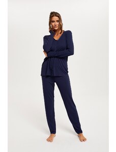 Italian Fashion Dámské pyžamo Song, dlouhý rukáv, dlouhé kalhoty - tmavě modrá