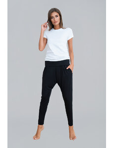 Italian Fashion Šedé dlouhé kalhoty - černé