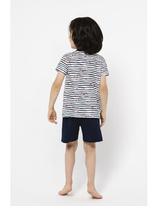 Italian Fashion Chlapecké pyžamo Korfu, krátký rukáv, krátké kalhoty - potisk/námořnická modrá