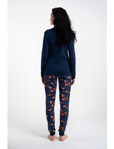 Italian Fashion Dámské pyžamo Wasilla, dlouhý rukáv, dlouhé kalhoty - tmavě modrá/potisk