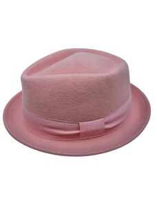 Trilby klobouk vlněný Fiebig - růžový - Diamond Woolfelt