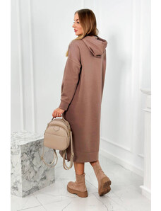 K-Fashion Dlouhé šaty s kapucí mocca