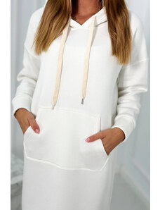K-Fashion Dlouhé šaty s kapucí ecru