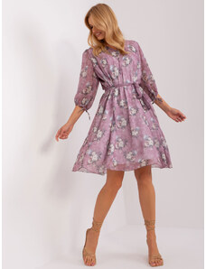 Fashionhunters Dámské fialové květované šaty