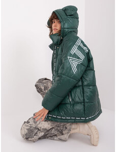 Fashionhunters Tmavě zelená prošívaná zimní bunda