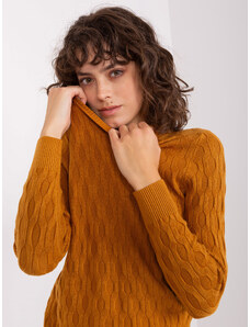 Fashionhunters Klasický pletený svetr z hořčice