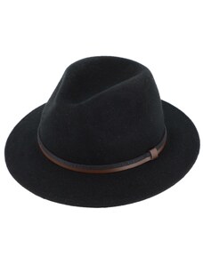 Cestovní klobouk vlněný od Fiebig - černý s dvoubarevnou koženou stuhou - širák