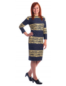 Kulpa K23-202-04 - dámské šaty barevné pruhy modrožluté