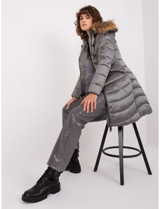 Fashionhunters Tmavě šedá prošívaná zimní bunda