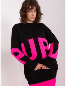 Fashionhunters Černý dlouhý oversize svetr s manžetami