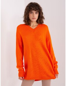 Fashionhunters Oranžové volné pletené šaty