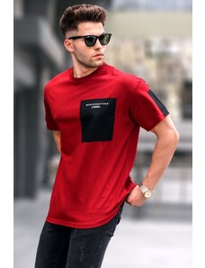 Madmext Claret Red with Pocket Detailed Basic Men's T-Shirt.
