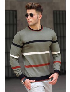 Madmext Khaki Striped Knitwear Sweater 5171