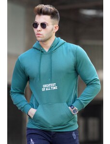 Madmext Green Printed Hooded Sweatshirt 5292