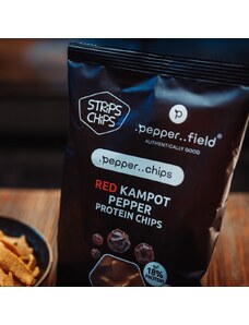 Proteinové chipsy s červeným Kampotským pepřem