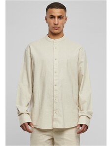 UC Men Bavlněná lněná košile se stojatým límečkem, softseagrass