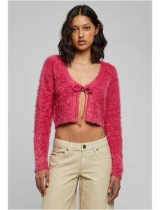 UC Ladies Dámský svetr hibiskuspink vázaný Cropped Feather Cardigan