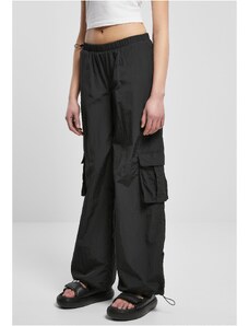 UC Ladies Dámské Wide Crinkle Nylon Cargo Kalhoty černé