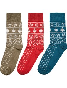 Urban Classics Accessoires Ponožky s norským vzorem po 3 baleních obrovská červená/jaspis/tiniolive