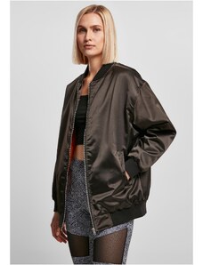 UC Ladies Dámská oversized saténová bomber bunda černá