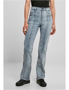 UC Ladies Dámské džíny s vysokým pasem s rovným rozparkem - světle modrá