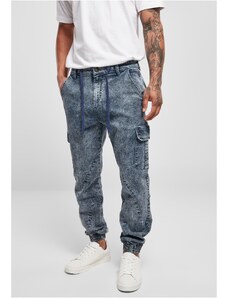 UC Men Denim Cargo Jogging Pants světle nebesky modré seprané kyselinou