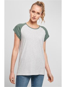 UC Ladies Dámské kontrastní raglánové tričko světlešedé/bleděéfové