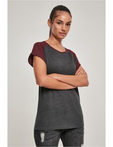 UC Ladies Dámské kontrastní raglánové tričko uhlí/červené víno