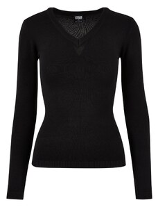 UC Ladies Dámský pletený svetr s výstřihem do V černé barvy