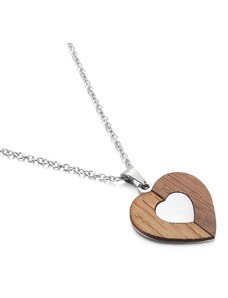 Woodfi Dřevěný náhrdelník Heart Silver