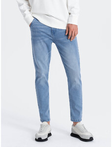 Ombre Clothing Pánské džínové kalhoty SKINNY FIT s kapsami chino - světle modré V2 OM-PADP-0100