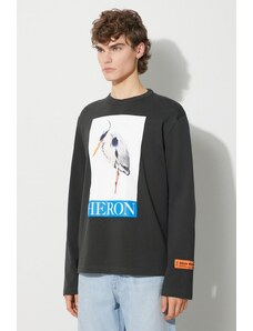 Bavlněné tričko s dlouhým rukávem Heron Preston Heron Painted Ls Tee šedá barva, s potiskem, HMAB026F23JER0021046