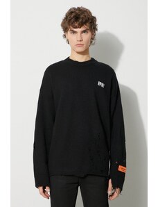 Vlněný svetr Heron Preston Shredded Knit Crewneck pánský, černá barva, HMHE011F23KNI0011001