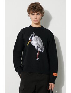 Vlněný svetr Heron Preston Heron Bird Knit Crewneck pánský, černá barva, HMHE013F23KNI0031009