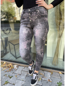 Květované skinny džíny s vysokým pasem