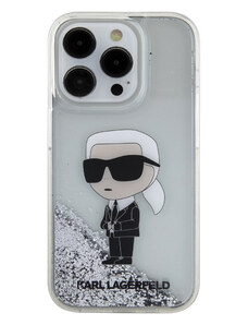 Ochranný kryt na iPhone 15 Pro - Karl Lagerfeld, Liquid Glitter Karl Head Silver