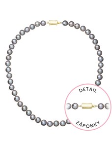 EVOLUTION GROUP Perlový náhrdelník z říčních perel se zapínáním ze 14 karátového zlata 922028.3/9267A grey