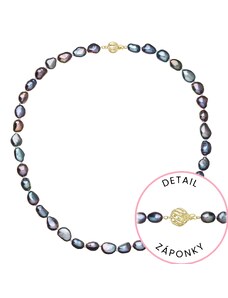 EVOLUTION GROUP Perlový náhrdelník z říčních perel se zapínáním ze 14 karátového zlata 922027.3/9272A peacock