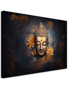 Gario Obraz na plátně Zlatý Budha a květiny Rozměry: 60 x 40 cm