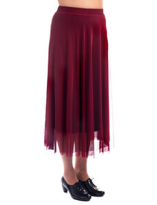 Krymar DAM597 - dámská dlouhá bordová šifonová sukně