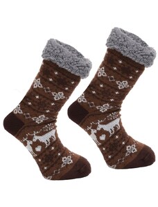 Moraj Protiskluzové ponožky Nordic winter hnědé