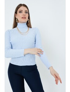 Lafaba Women's Baby Blue Turtleneck Knitwear Sweater