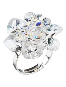 EVOLUTION GROUP Stříbrný prsten s krystaly Swarovski bílá kytička 35012.1