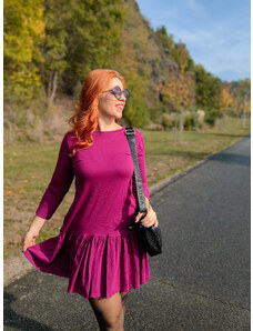 Made in Italy Bavlněné šaty s volánem fialové