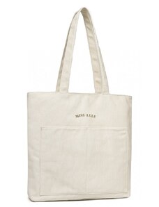 Miss Lulu velkokapacitní plátěná nákupní taška na rameno - béžová