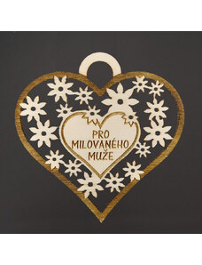 AMADEA Dřevěné srdce s textem "pro milovaného muže", 7 cm, český výrobek