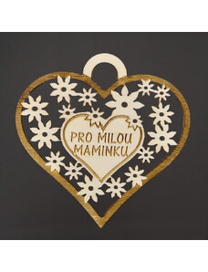 AMADEA Dřevěné srdce s textem "pro milou maminku", 7 cm, český výrobek