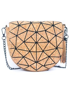 Ecopeople Půlkruhová crossbody korková kabelka - Geometrické tvary