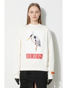 Bavlněná mikina Heron Preston Bird Painted Crewneck dámská, béžová barva, s potiskem, HWBA014F23JER0030425